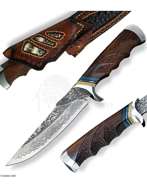 Rugged Damascus Steel Hunting Knife – Handmade for Precision
